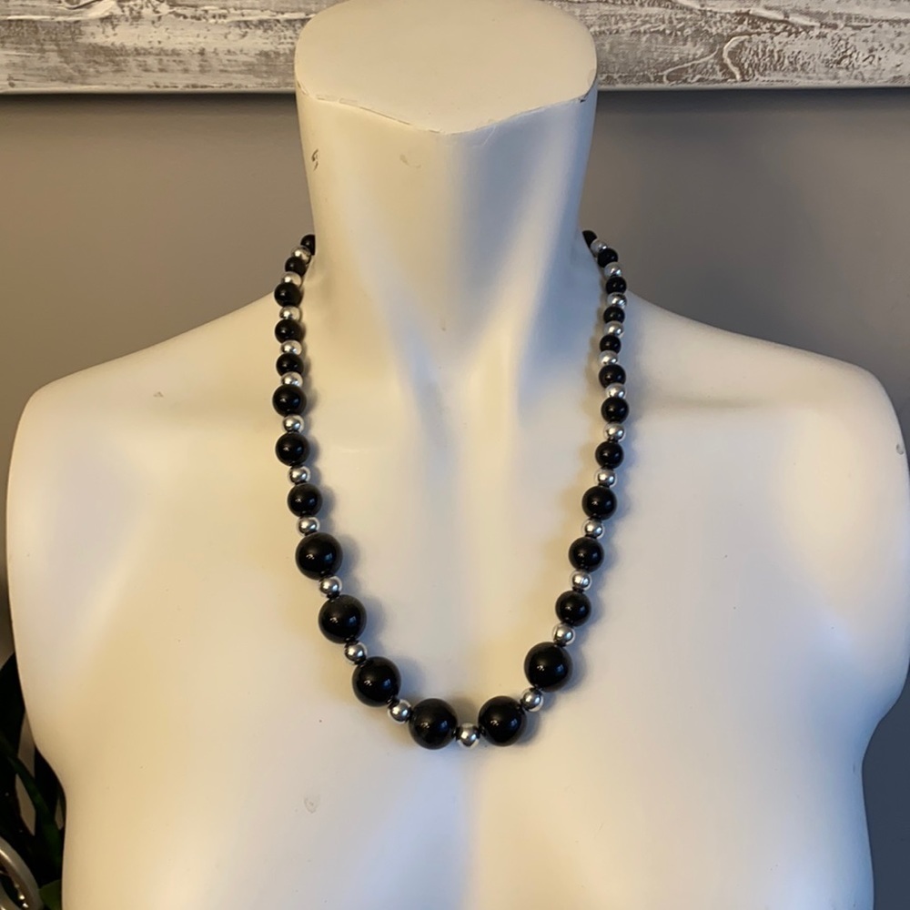 Black and silver bead necklace